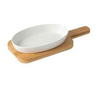 KICHOUSE Assiette de Service Ovale en Céramique Blanche, Plat Résistant aux Hautes Températures pour Four, Surface Lisse et Capacité Raisonnable pour Usage Domestique