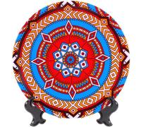 KICHOUSE Assiette Décorative en Céramique Mandala Design Unique, Facile à Nettoyer et Sûre, pour Décoration Murale Lors de Réunions Familiales