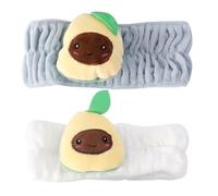 KICHOUSE Bandeau Cosmétique pour Se Laver le Visage 2pcs en Tissu Blanc, sans Perte de Cheveux, Confortable et Doux Peau, pour Jouer et Courir