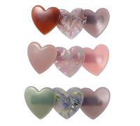KICHOUSE Barrettes à Cheveux Accessoire de Coiffure Chic Lot de 3 en Acétate Élégantes de Cœur Épingle à Ressort Usage Longue Durée pour Femme