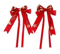 KICHOUSE Barrettes à Cheveux Chinoises en Polyester et Fer Rouges Lot de 2 Légères et Pratiques, Accessoires pour Cheveux Style Chinois pour Réunion de Famille