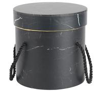 KICHOUSE Boîte à Chapeau Fleuriste Ronde Petite 13x13 Cm Noire en Papier Écologique Réutilisable pour Emballage Fleurs Saint-valentin Anniversaire Fête des Mères