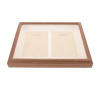 KICHOUSE Boîte à Médailles en Bois 10 Pouces Double Compartiment Cadre Vitrine pour Médailles de Sport et Militaires Coffret de Rangement Robuste Couleur Café pour Souvenirs et Photos