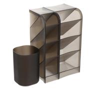 KICHOUSE Boîte de Rangement en Pp pour Pinceaux de Maquillage 3 Pièces Insert Oblique Marron, Multi-usage et Gain de Place pour Bureau et Usage Multi-scènes