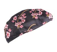 KICHOUSE Bonnet de Nuit Élastique Confortable en Satin Noir Respirant et Doux Bonnet de Sommeil pour Femmes et Filles Bain Maquillage