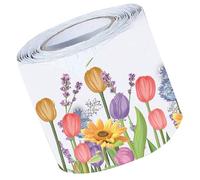KICHOUSE Bordure Autocollante Décorative Festonnée à Motif Tulipe 76 CM X 15 M Papier Couleur Vive Bordure pour Tableau d'Affichage de Salle de Classe Décoration Printanière