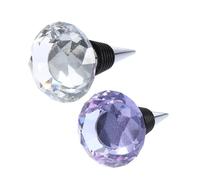 KICHOUSE Bouchons de Bouteille de Vin Décoratifs en Cristal Diamant Lot de 2 Joint Silicone pour Conservation Optimale du Vin Rouge à Domicile et Restaurant Couleur Aléatoire