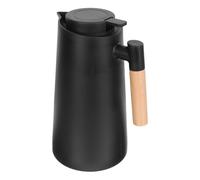KICHOUSE Bouilloire Isotherme Noire Poignée en Bois, Intérieur Verre Résistant la Corrosion, Capacité Moyenne, Carafe Chauffante Portable pour Maison et Bureau, Conservation Longue Durée