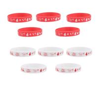KICHOUSE Bracelets en Silicone de Noël Rouge 10 Pièces, Flexibles et Résistants Décoloration, Accessoires pour Fêtes et Costumes de Vacances