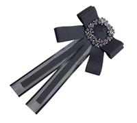KICHOUSE Broche Accessoire Chic Design Femme pour Ruban Transparent Noir Nœud avec Cristaux, Fermoir Épingle Sécurisé pour Soirée et Banquet