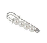KICHOUSE Broche Foulard Design Simple et Raffiné Élégante en Perles Blanches Épingle de Sûreté, Accessoire Charmant pour Mariage et Écharpe pour Dames