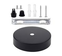 KICHOUSE Cache-trou de Plafond Rond Noir Support de Plafonnier Élégant en Plastique et Fer Installation Facile, pour Rosace de Lustre et Auvent Léger