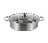 KICHOUSE Casserole en Acier Inoxydable Argenté Double Compartiment, Adaptée pour Plaque de Cuisson et Gaz, pour Fondue Double