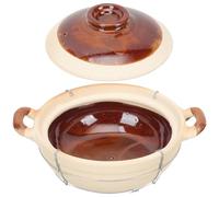 KICHOUSE Casserole en Argile Poignée Simple 0,5l Facile à Nettoyer Ventilation pour Cuisson Riz et Plats Mijotés Maison