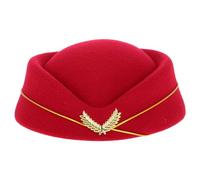KICHOUSE Chapeau d'Hôtesse de L'Air en Feutre Synthétique, Taille Ajustable, Couleur Rouge Foncé, Accessoire Costume Cosplay Femme pour Soirées à Thème et Spectacles