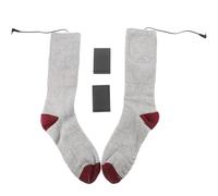 KICHOUSE Chaussettes Chauffantes Électriques Unisexe sans Batterie Chaussettes Thermiques Hiver en Coton Gris et Rouge Foncé Réglage 3 Niveaux de Chaleur Chauffe-Pieds pour Ski et