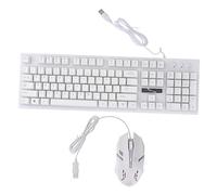 KICHOUSE Clavier Et Souris D'ordinateur USB Filaire Lumineux pour Gamers, Ensemble Mécanique Suspendu, Couleur Blanche, Usage Bureau Et Gaming, Adapté Aux Utilisateurs Exigeants