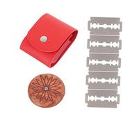 KICHOUSE Couteau à Pain En Bois De Fleur Double Lame, Outil à Marquer Et Couper La Pâte, Manche Ergonomique En Bois, Pour Boulangerie Maison Et Professionnelle, Set Étui Rouge