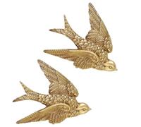 KICHOUSE Décoration Murale Extérieure 2pcs Hirondelles en Résine Or, Design Unique et Réaliste, Résistant la Déformation la Décoloration, pour Jardin et Intérieur