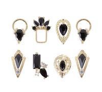 KICHOUSE Décorations pour Ongles Plusieurs styles en Métal Noir 8pcs Zircons Plats, Accessoires Nail Art pour Embellissement et Mise en Valeur des Ongles Naturels Plusieurs styles