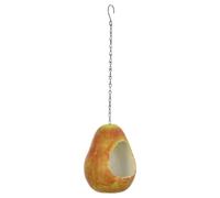 KICHOUSE Distributeur de Nourriture pour Oiseaux Facile à Nettoyer Jaune en Résine Forme Poire Charmante, Installation Suspendue pour Cage ou Bureau