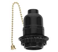 KICHOUSE Douille E27 Avec Interrupteur À Chaînette En Bakélite Pour Lampe De Chevet Et Lampadaire Noir 7.2 X 7.2 X 7.2 Cm