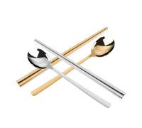 KICHOUSE Ensemble Cuillère et 2 Sets en Acier Inoxydable Poignée Longue Design Creux Isolant, Bords Lisses, pour Usage Quotidien et Ramen