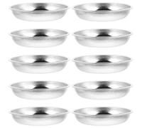 KICHOUSE Ensemble de 10 Petites Assiettes à Sauce en Acier Inoxydable 8 Cm, Plats à Trempette Ronds pour Apéritif, Assiettes à Dessert Polyvalentes pour Maison et Restaurant, Compatibles