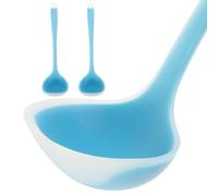 KICHOUSE Ensemble de 2 Louches en Silicone Bleu, Ustensiles Cuisine Multifonctionnels, Faciles à Nettoyer Ranger, Cuisine Table