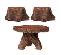 KICHOUSE Ensemble de 3 Accessoires pour Jardin féerique : Table et chaises Miniatures en résine en Forme de souche, pour la décoration de Micro-paysages, Le mobilier de Maison de poupée et Les