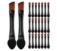KICHOUSE Ensemble de 30 pinceaux de maquillage portables à double embout, comprenant un pinceau biseauté pour les sourcils et l'eyeliner, un applicateur éponge pour fard à paupières et des