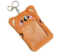 KICHOUSE Ensemble de Cartes de Grenouille de Dessin animé Porte-Cartes en Peluche Donjon Enfants clé Badge étui Protecteur de Carte Titulaire de la Carte de Dessin animé Brun