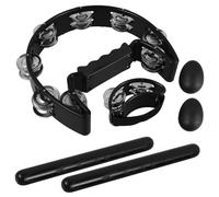 KICHOUSE Ensemble d'Instruments de Percussion pour Garçon et Filles Clochettes de Danse Tambourin Rythmique Œufs à Secouer et Baguettes Petit Instrument de Musique Portable pour