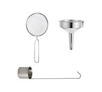 KICHOUSE Entonnoirs Multifonctions Filtre et Cuillère de 25 Ml Résistant à L'usure Set de 3 en Acier Inoxydable pour Transfert de Liquides sans Éclaboussures Cuisine