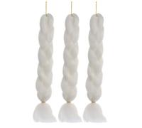 KICHOUSE Extensions de Tresses Capillaires Haute Température 3pcs en Fil Synthétique Blanc, Aspect Naturel et Sensation Cheveux Humains pour Usage Quotidien