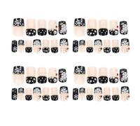 KICHOUSE Faux Ongles Adhésifs à Couverture Intégrale Noir Motif Flocon de Neige, 48 Pièces, Onglets Artificiels Autocollants pour Manucure de Noël, Kit Nail Art Femme
