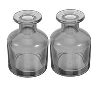 KICHOUSE Flacons Diffuseurs Rechargeables Cylindriques en Verre 2 Pièces 150 ML pour Aromathérapie, Adaptés pour Salle de Bain et Bureau, Accessoires Portables Gris