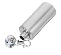 KICHOUSE Flasque Forme Compacte Cylindrique Porte-clés 2 Oz en Acier Inoxydable Argenté Fonctionnalité Porte-clés Pratique et Style Élégant pour Camping