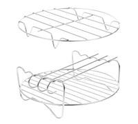KICHOUSE Grille Lisse Acier pour en Argentée Inoxydable de à Facile à Nettoyer, Support Double Couche Friteuse Air et pour Barbecue Vapeur