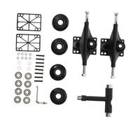 KICHOUSE Kit Complet Accessoires Skate Double Tilt avec Pont Trucks Aluminium Noir Roues PU et Outil de Montage pour Planches et Longboards