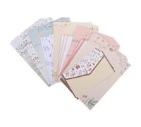 KICHOUSE Kit D'enveloppes et Papier à Lettres A5 en Papier, 5 Sets Motifs Floraux, Style Classique, Pratique pour Invitations et Correspondance Élégante