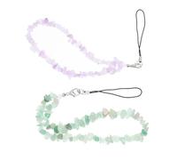 KICHOUSE Lanière Pour Téléphone Portable En Perles De Cristal Naturelles, Cordon De Poignet Antidérapant, 2 Pièces Pour Femme, Mince Et Léger, Couleur Vert Menthe Et Violet