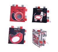 KICHOUSE Livre en Tissu Noir et Blanc Éducatif pour Bébé, Éveil Sensoriel, Petit Format, Motifs Animaux Marins et Oiseaux, Apprentissage Précoce la Maison,