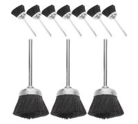 KICHOUSE Lot de 10 Brosses de Polissage et Meulage Rotatives pour Perceuse Brosses Coupelles 3X25 MM en Poils de Sanglier Accessoires pour Nettoyage Métal et Surface Kit Multifonction