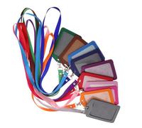 KICHOUSE Lot de 10 Porte-Badges d'Identité Transparents avec Cordon Multicolore et Boucle Métallique Étuis pour Badges Professionnels en Simili Cuir Porte-Cartes Nominatifs pour Employés