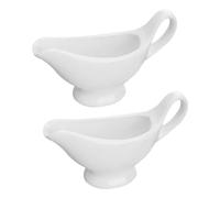 KICHOUSE Lot de 2 Bateaux à Sauce en Céramique Blanche 15,5 X 9,1 Cm, Coupelles à Sauce Légères et Portables, pour Assaisonnement, Steak et Service Quotidien