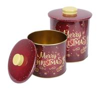 KICHOUSE Lot de 2 Boîtes de Rangement Hermétiques en Fer-blanc Décor Noël, Boîtes D'emballage Présent pour Bonbons, Étuis Festifs pour Emballage Gourmand, Usage Maison et Fêtes de