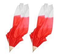 KICHOUSE Lot de 2 Éventails Longs en Voile Imitation Soie pour Danse Chinoise 15 M Grosse Taille Couleur Rouge Dégradé Pliables Accessoires pour Spectacles et Danses Traditionnelles