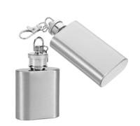 KICHOUSE Lot de 2 Flasques à Whisky en Acier Inoxydable 30 Ml et 60 Ml avec Mousqueton Porte-Clés Étanche Mini Flasques de Poche Portables pour Camping Randonnée et Activités Extérieures