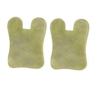 KICHOUSE Lot de 2 Planches Gua Sha en Jade Naturel Vert Outils de Massage Facial 53 X 75 CM Planches à Gratter Visage pour Soins Peau et Relaxation Accessoires Beauté Visage Efficaces